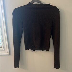Brown Ribbed Fitted Long Sleeve Top- never worn!